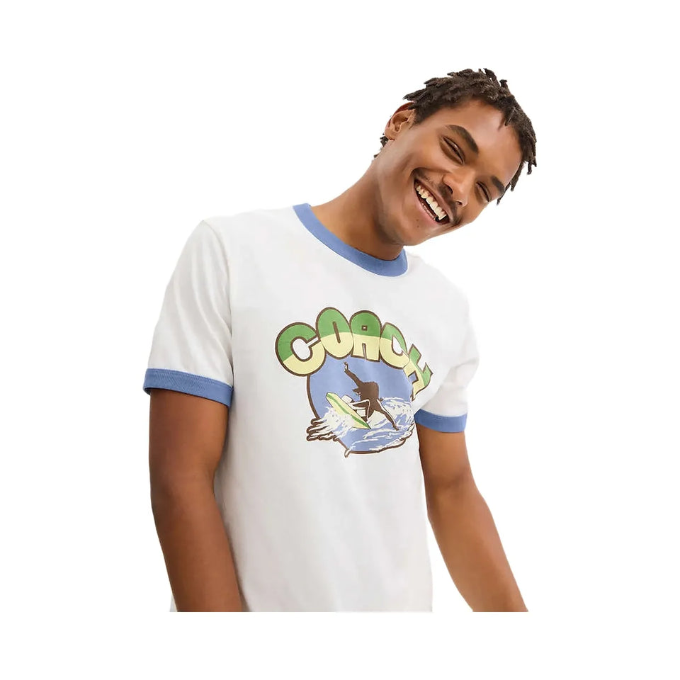 Coach Surf Graphic T-Shirt In Organic Cotton White