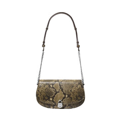 Michael Kors Mila Medium Snake Embossed Messenger Bag Olive
