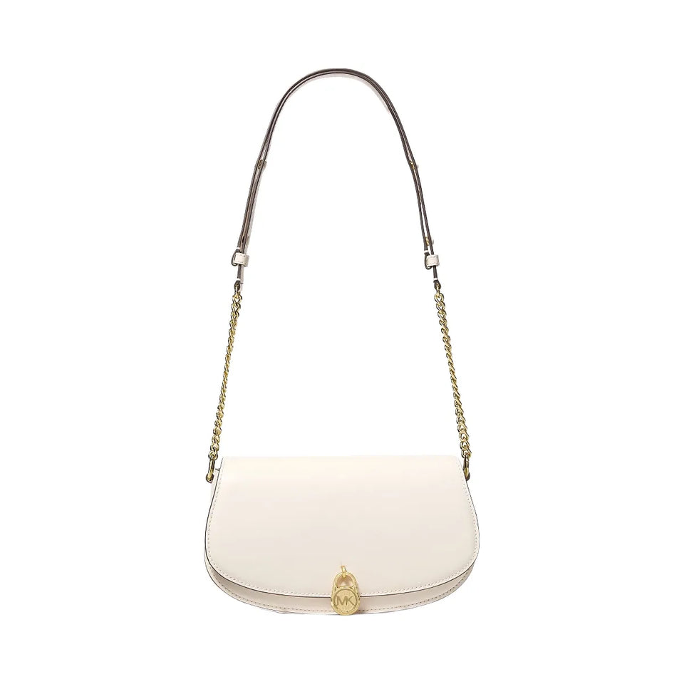 Michael Kors Mila Medium Leather Messenger Bag Lt Cream