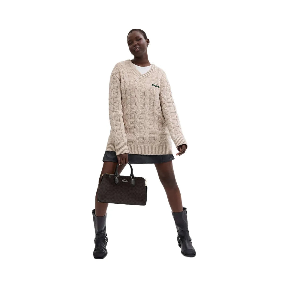 Coach Georgia Satchel Bag In Signature Canvas Signature Canvas-Gold-Walnut-Black