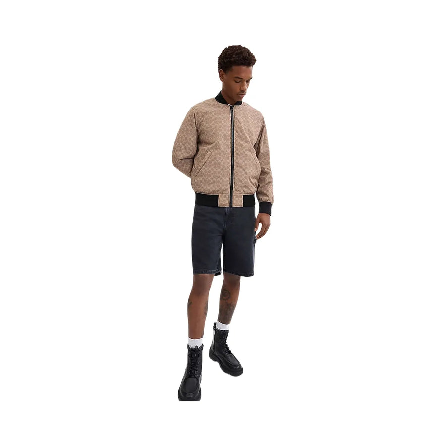 Coach Reversible Ma 1 Jacket In Recycled Polyester Black - Khaki Sig