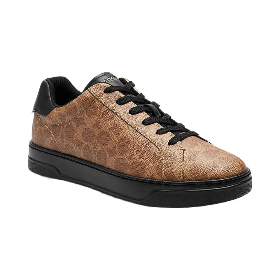 Coach High Line Sneaker In Signature Canvas Khaki-Black