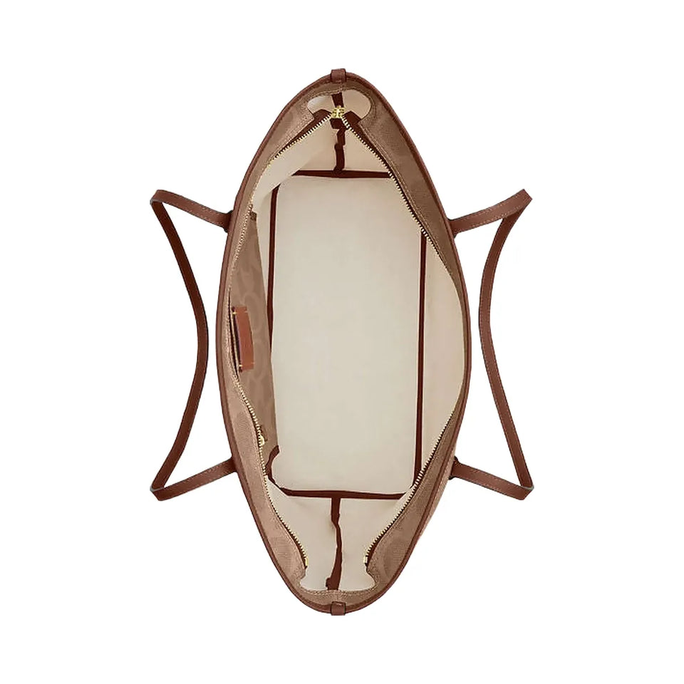 Coach Large City Tote Bag In Maxi Signature Canvas Signature Canvas-Gold-Tan-Brown
