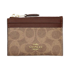 Coach Mini Skinny Id Case In Signature Canvas Signature Canvas-Gold-Tan-Brown