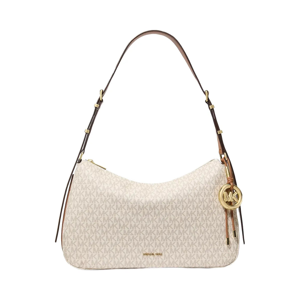 Michael Kors Nolita Medium Signature Logo Shoulder Bag Vanilla-Acorn