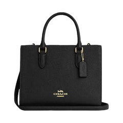 Coach Maggie Small Tote Bag Pebbled Leather-Gold-Black