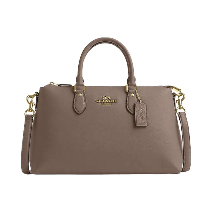 Coach Georgia Satchel Bag Pebbled Leather-Gold-Dark Stone