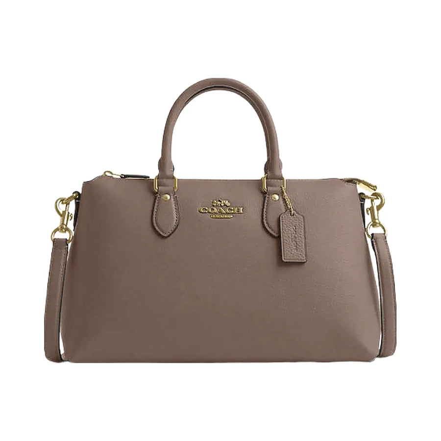 Coach Georgia Satchel Bag Pebbled Leather-Gold-Dark Stone