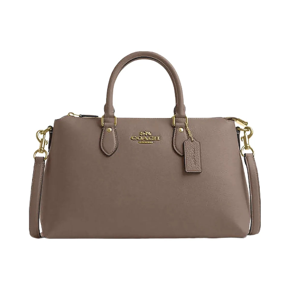 Coach Georgia Satchel Bag Pebbled Leather-Gold-Dark Stone