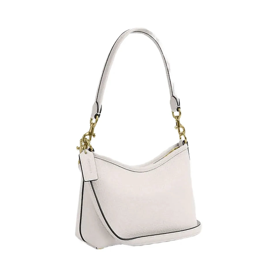 Coach Laurel Small Shoulder Bag Pebbled Leather-Gold-Chalk