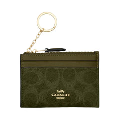 Coach Mini Skinny Id Case In Signature Canvas Signature Canvas-Gold-Olive