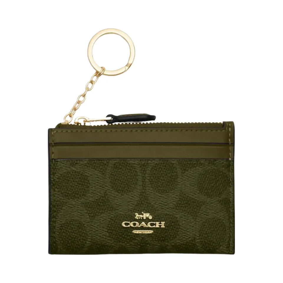 Coach Mini Skinny Id Case In Signature Canvas Signature Canvas-Gold-Olive