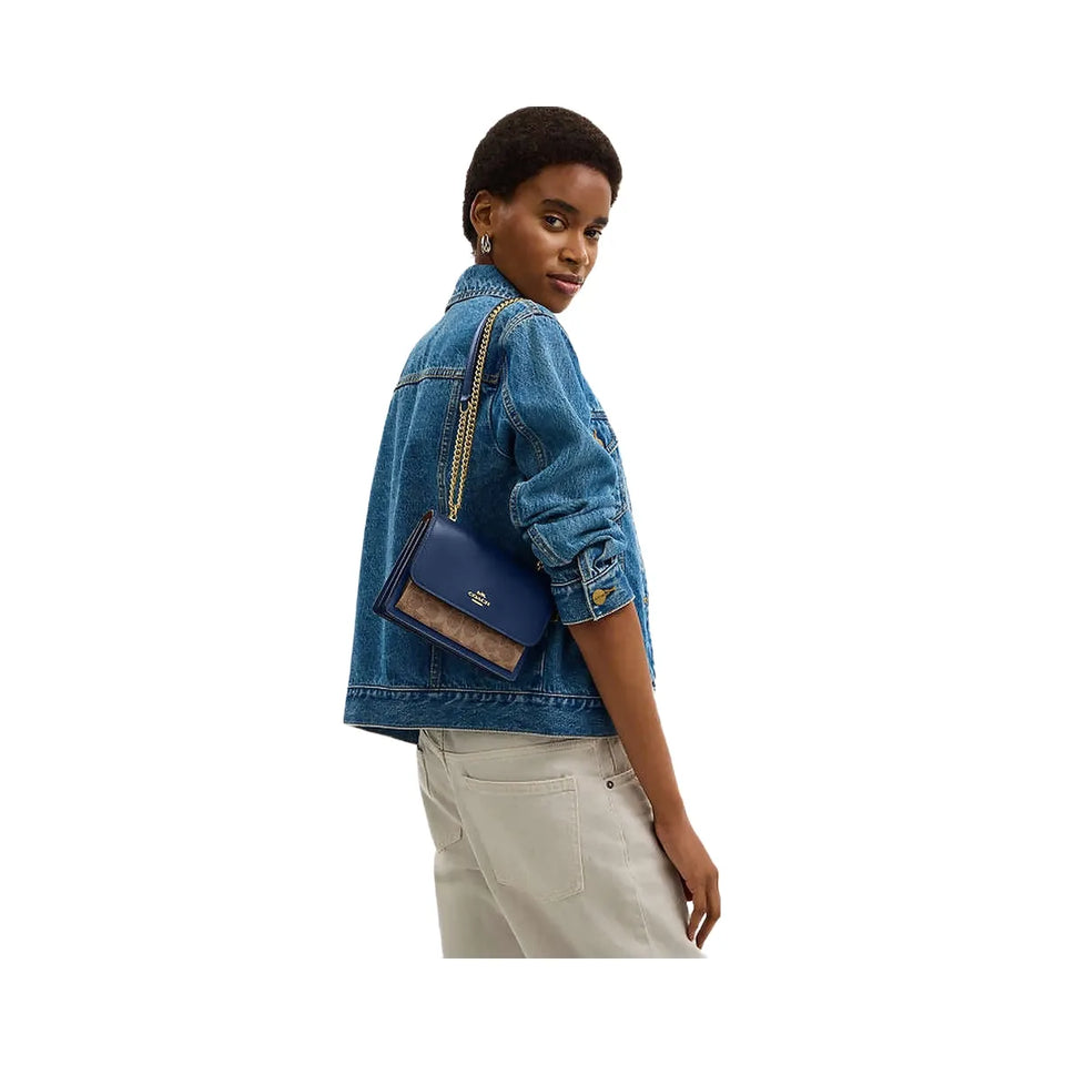 Coach Mini Klare Crossbody Bag In Signature Canvas Im-Deep Blue-Tan