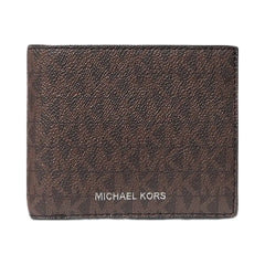 Michael Kors Cooper Logo Billfold Wallet With Passcase Brown-Black
