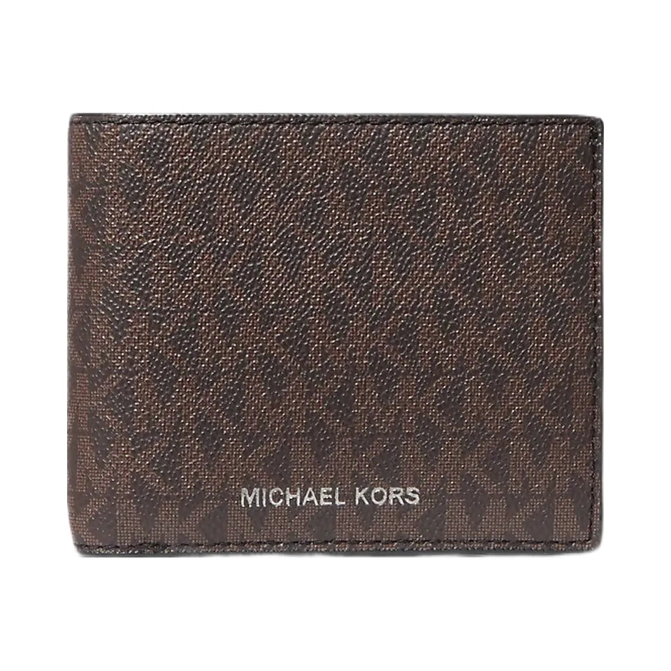 Michael Kors Cooper Logo Billfold Wallet With Passcase Brown-Black
