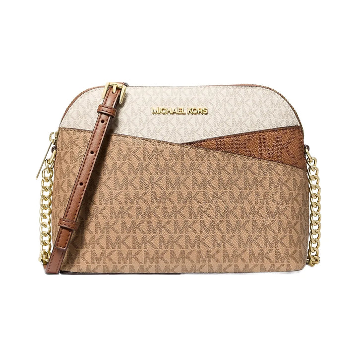Michael Kors Jet Set Travel Medium Color-Block Signature Logo Crossbody Bag Camel Mlt