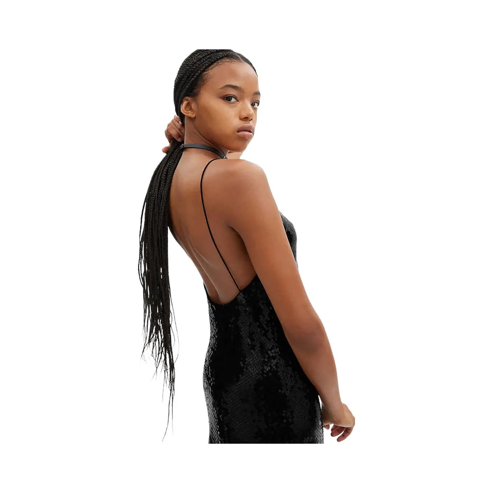 Coach Sequin Shorts Cami Dress Black
