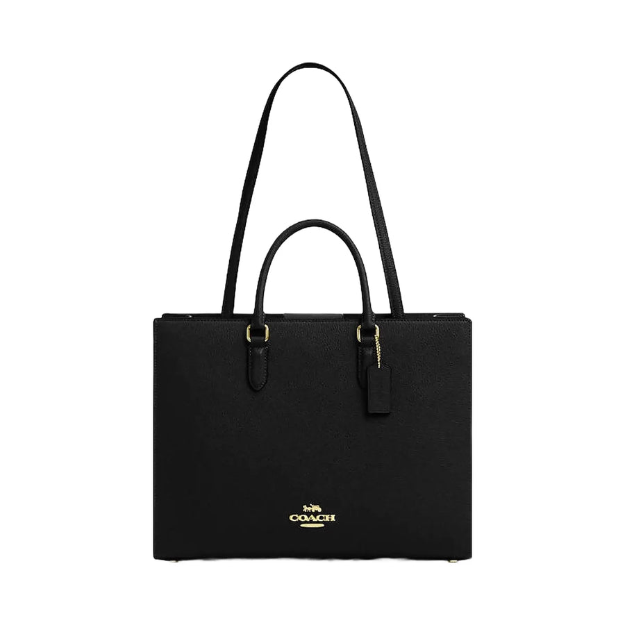 Coach Maggie Tote Bag Pebbled Leather-Gold-Black