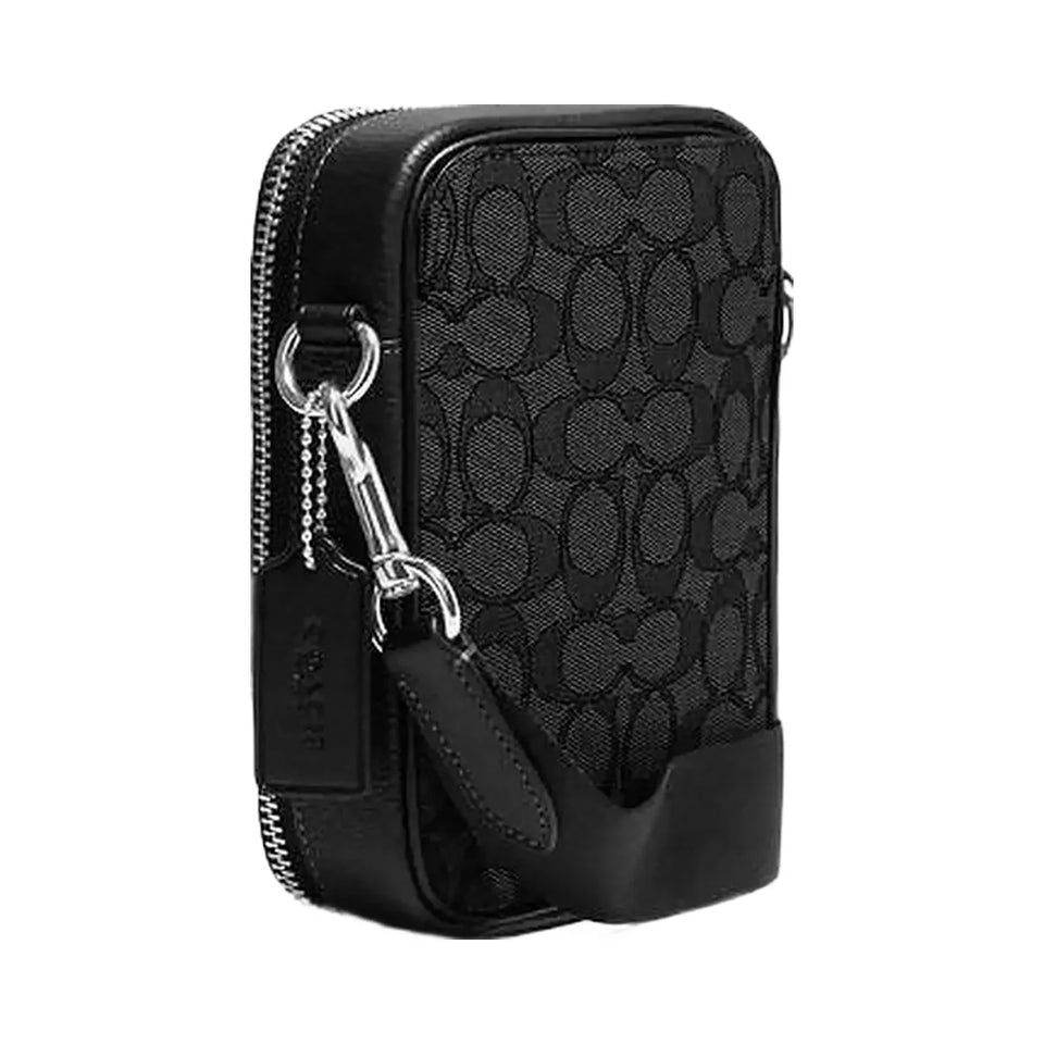 Coach Stanton Crossbody Bag In Signature Jacquard Signature Jacquard-Silver-Charcoal-Black