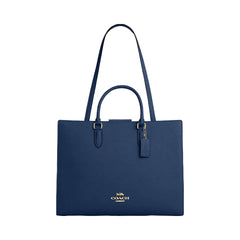 Coach Maggie Tote Bag Pebbled Leather-Gold-Deep Blue