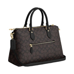 Coach Georgia Satchel Bag In Signature Canvas Signature Canvas-Gold-Walnut-Black