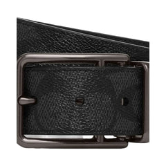 Coach Double Bar Buckle Cut To Size Reversible Belt, 38 Mm Gunmetal-Charcoal-Black