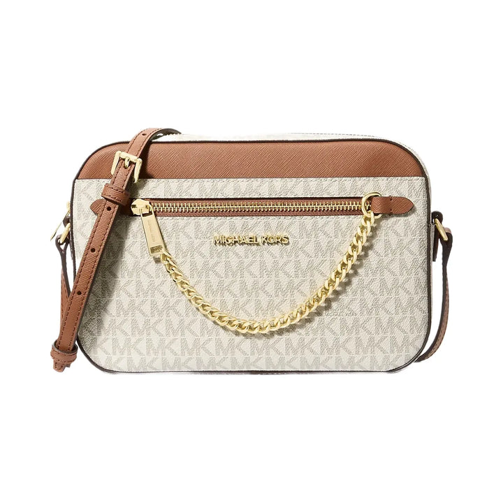 Michael Kors Jet Set Large Logo Crossbody Bag Vanilla
