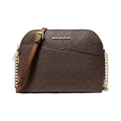 Michael Kors Jet Set Travel Medium Logo Dome Crossbody Bag Brown