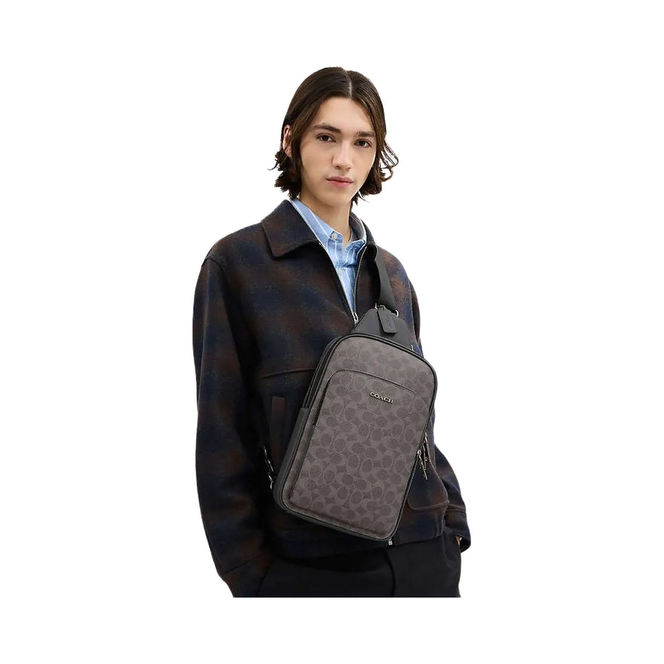 Coach Ethan Pack In Signature Canvas Signature Canvas-Qb-Grey-Charcoal