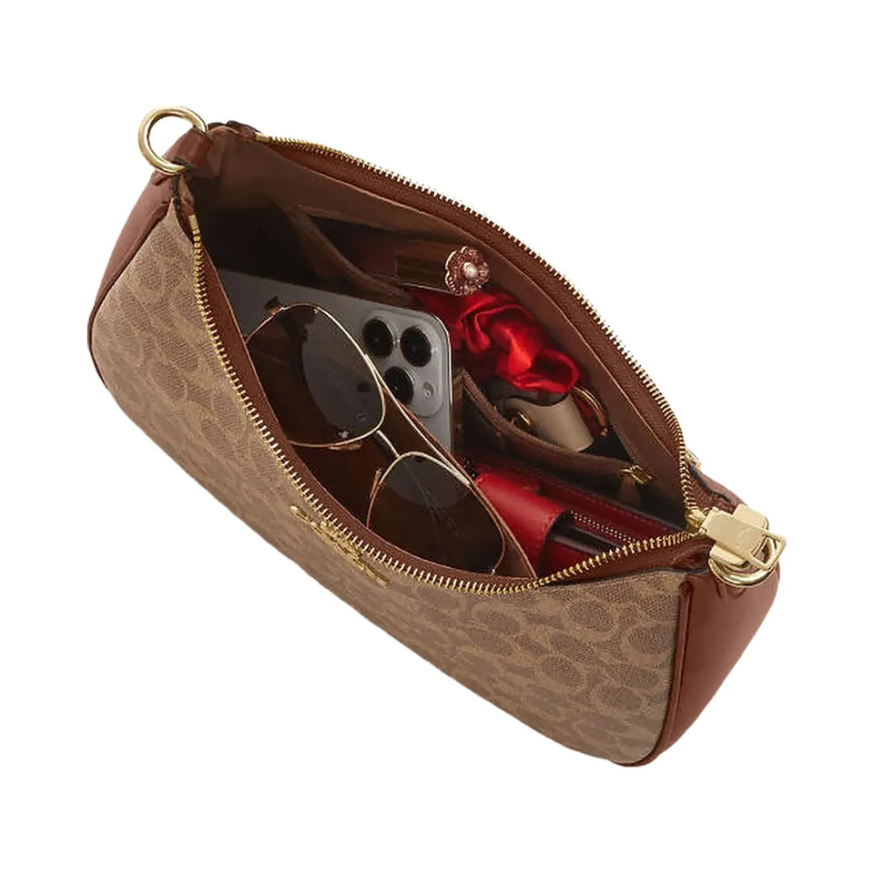 Coach Teri Hobo Bag In Signature Canvas Signature Canvas-Gold-Tan-Brown