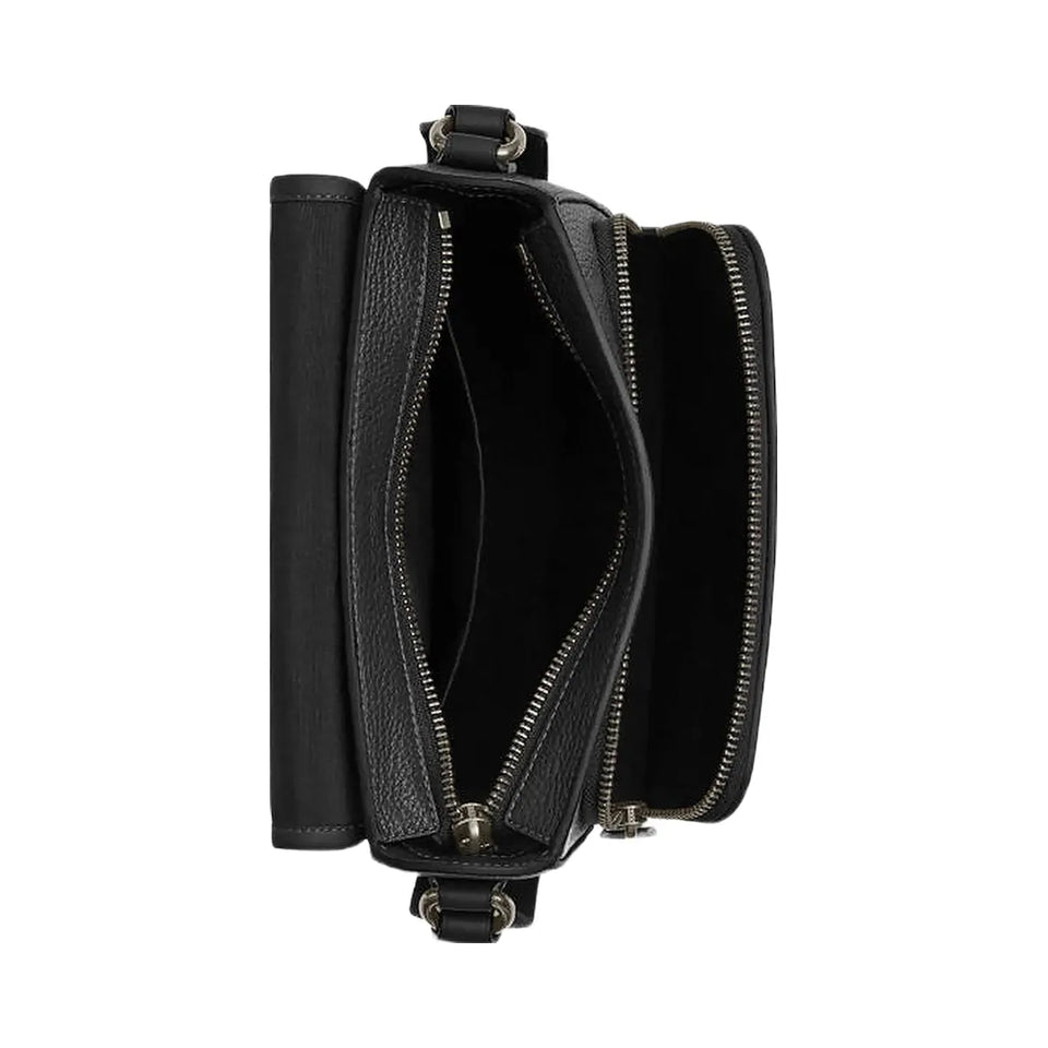 Coach Sullivan Flap Crossbody Bag Pebbled Leather-Gunmetal-Black