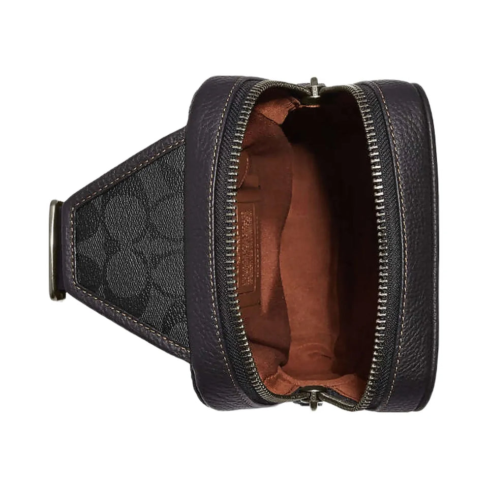 Coach Sullivan Pack In Blocked Signature Canvas Signature Canvas-Gunmetal-Khaki-Charcoal