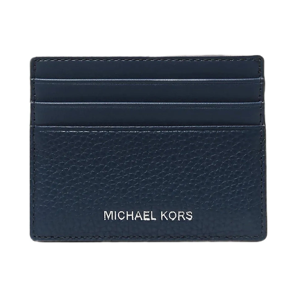 Michael Kors Cooper Pebbled Leather Tall Card Case Navy
