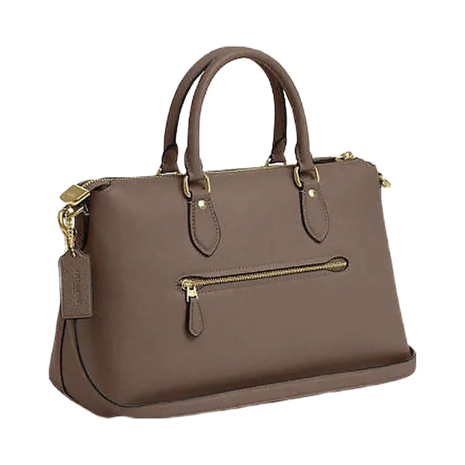 Coach Georgia Satchel Bag Pebbled Leather-Gold-Dark Stone