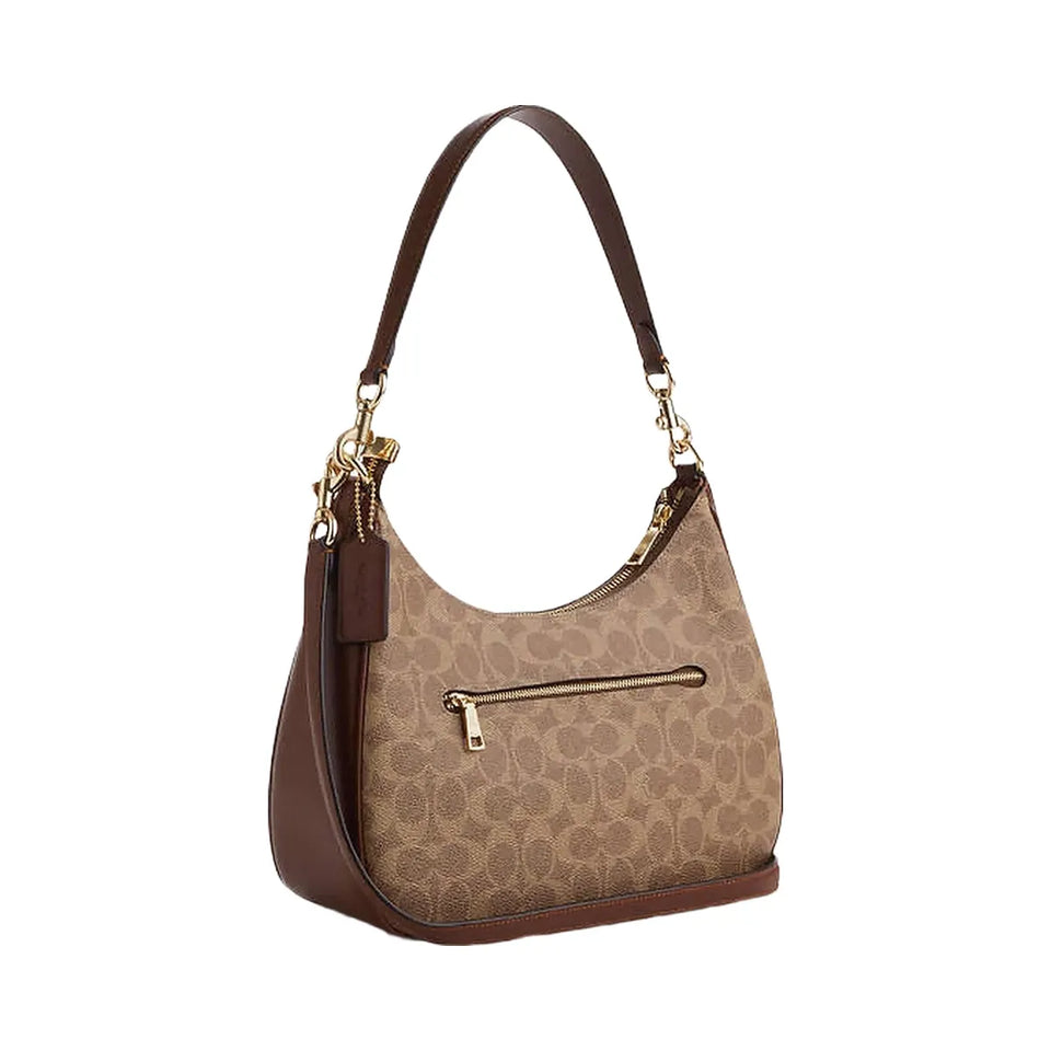 Coach Teri Hobo Bag In Signature Canvas Signature Canvas-Gold-Tan-Brown