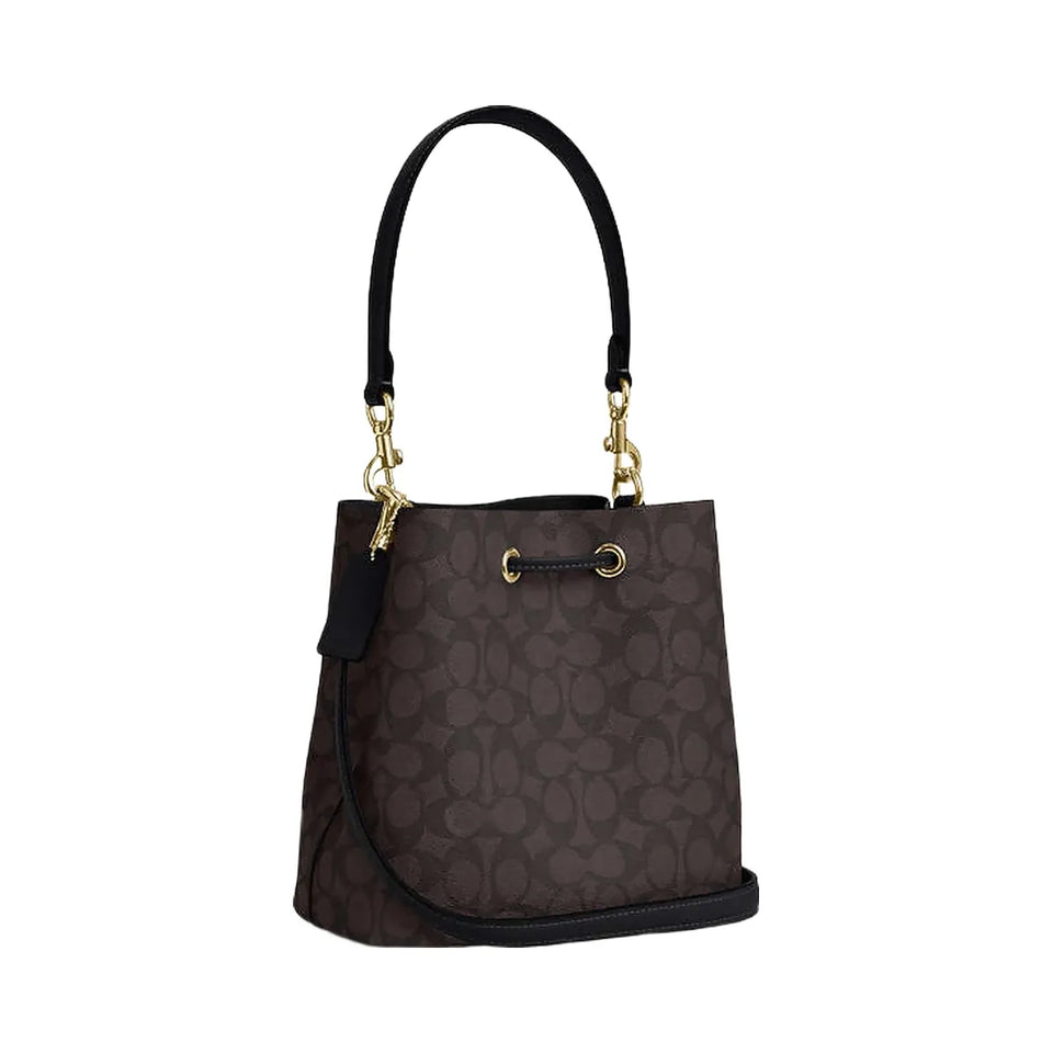 Coach Rowan Bucket Bag In Signature Canvas Signature Canvas-Gold-Walnut-Black