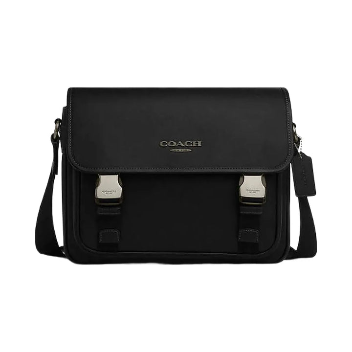 Coach Racer Messenger Bag Smooth Leather-Gunmetal-Black