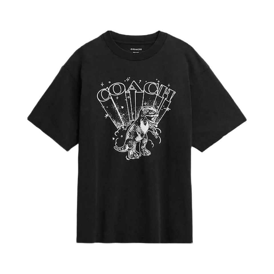 Coach T Rex Relaxed T-Shirt In Organic Cotton Washed Black