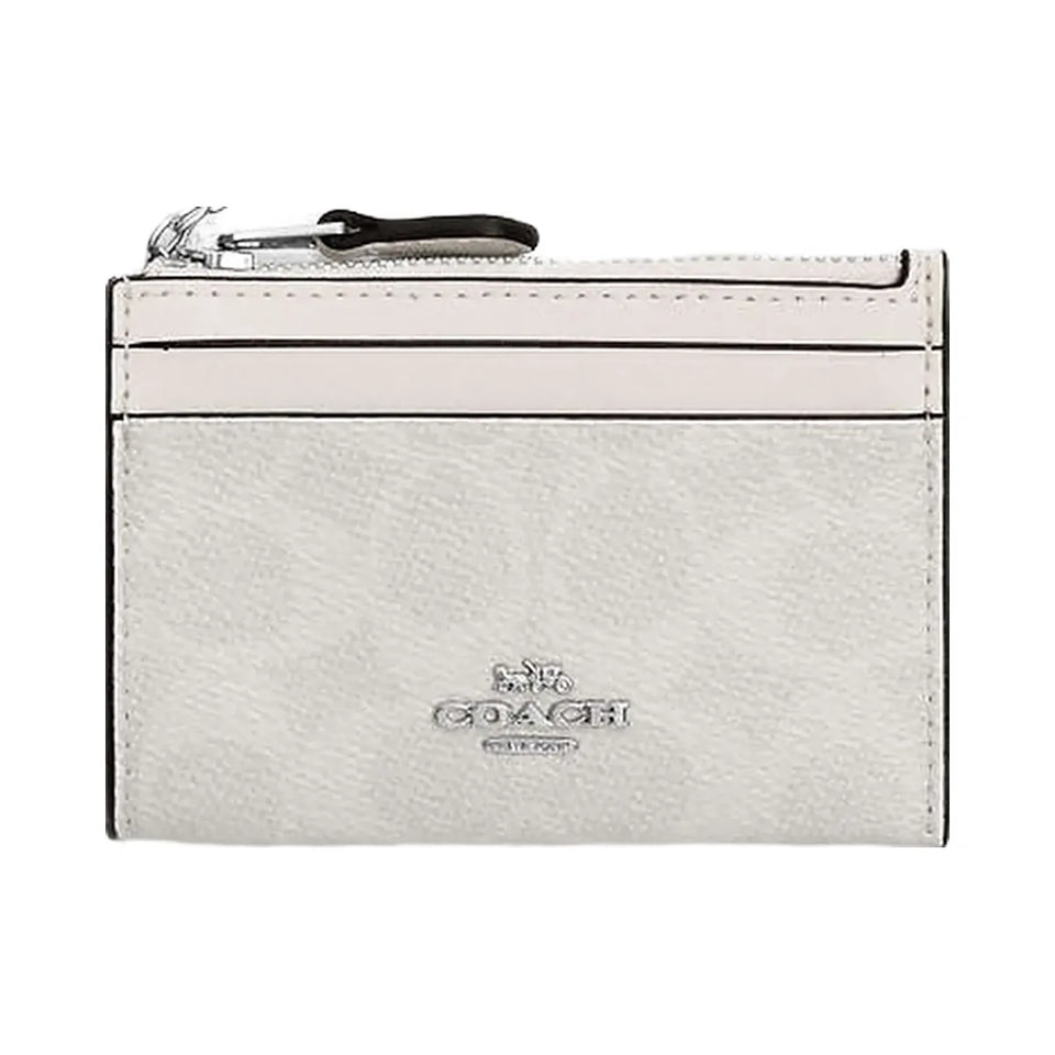Coach Mini Skinny Id Case In Signature Canvas Signature Canvas-Sv-White-Chalk