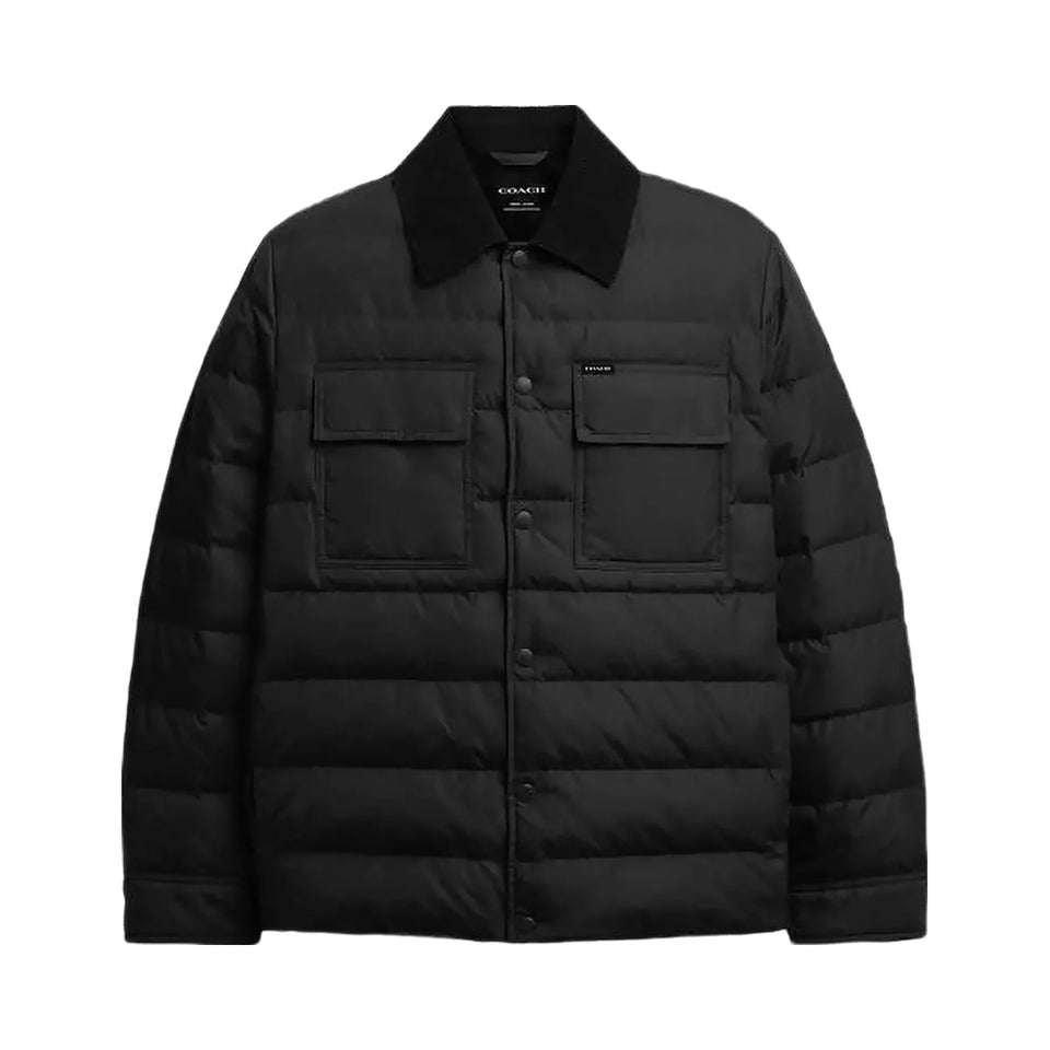 Coach Lightweight Shirt Down Jacket In Recycled Polyester Black