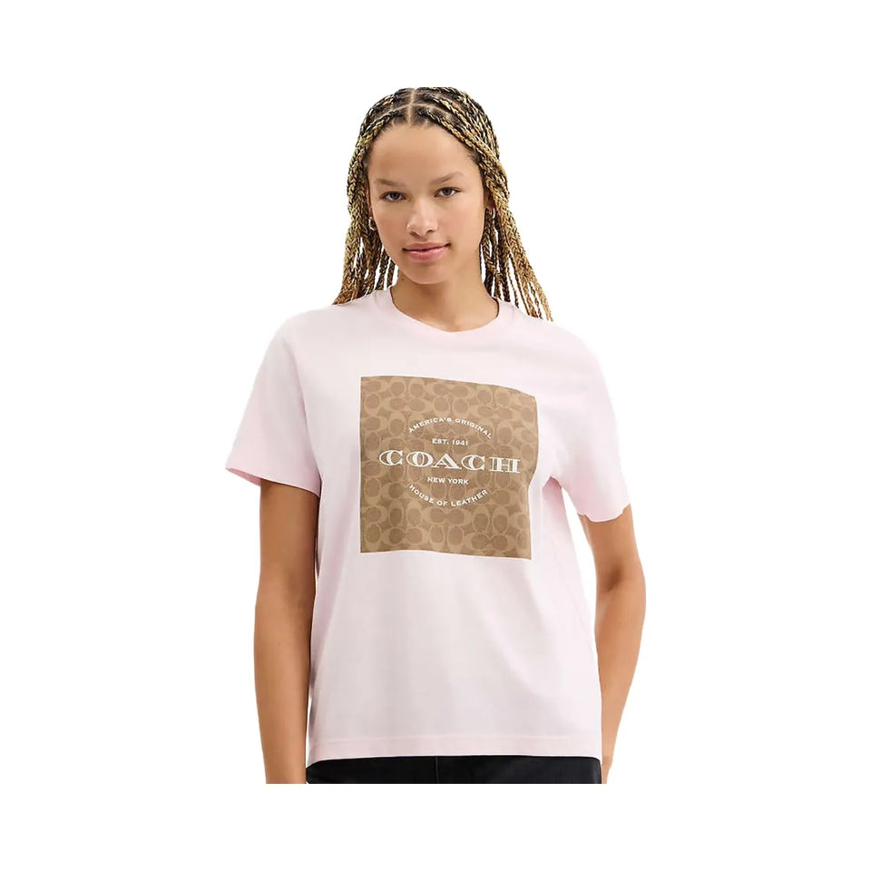 Coach Signature Square T-Shirt Light Pink