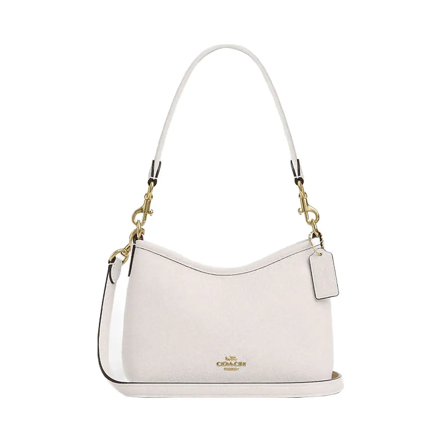 Coach Laurel Small Shoulder Bag Pebbled Leather-Gold-Chalk
