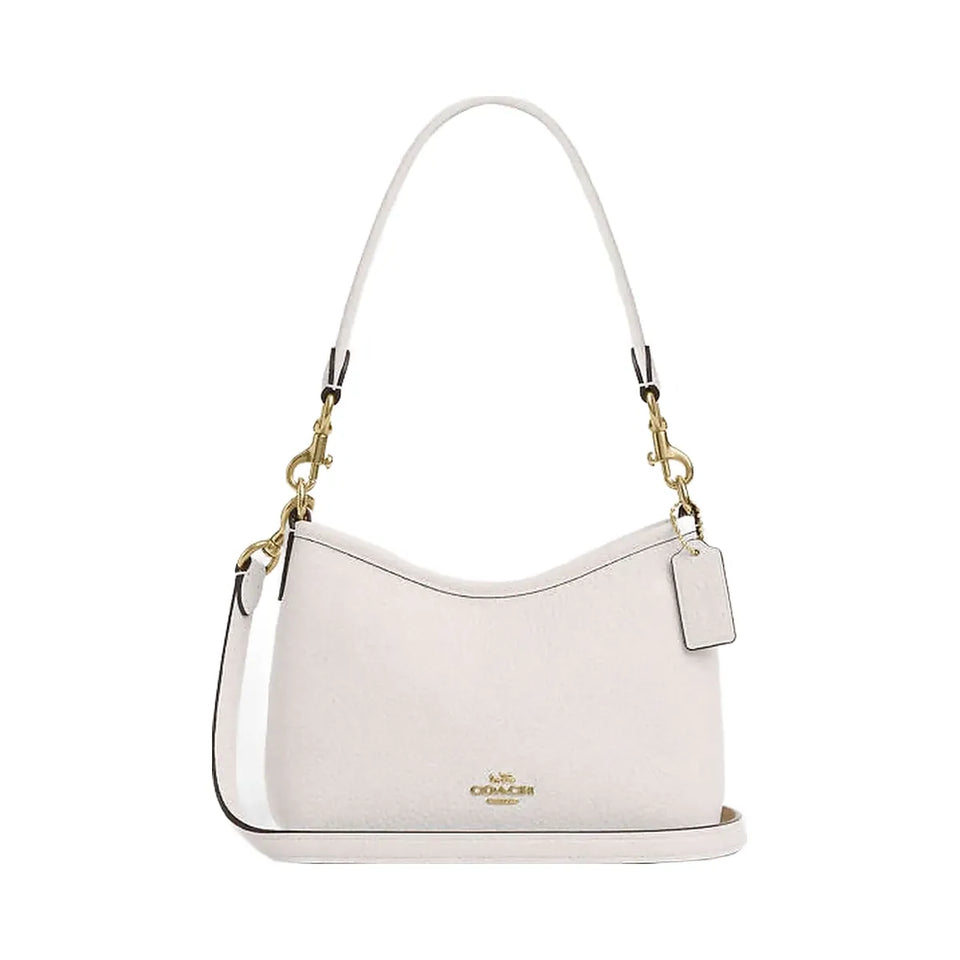 Coach Laurel Small Shoulder Bag Pebbled Leather-Gold-Chalk