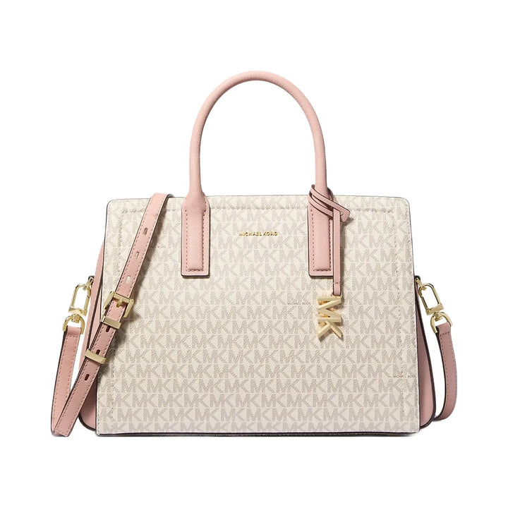 Michael Kors Laila Medium Signature Logo Satchel Vanilla-Soft Pink