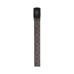 Coach Plaque Buckle Cut To Size Reversible Belt, 38 Mm Signature Canvas-Qb-Grey-Charcoal