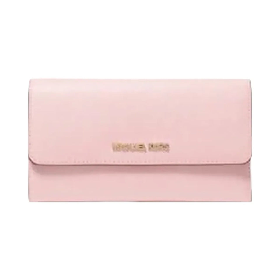 Michael Kors Jet Set Travel Crossgrain Leather Tri-Fold Wallet Powder Blush
