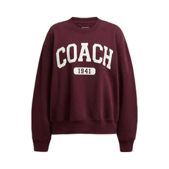 Coach Sporty Signature Boyfriend Crewneck Sweatshirt Burgundy