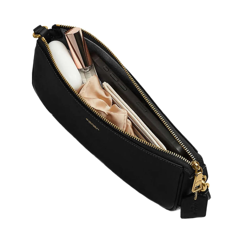 Coach Plaza Bag Natural Grain Leather-Brass-Black