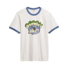 Coach Surf Graphic T-Shirt In Organic Cotton White