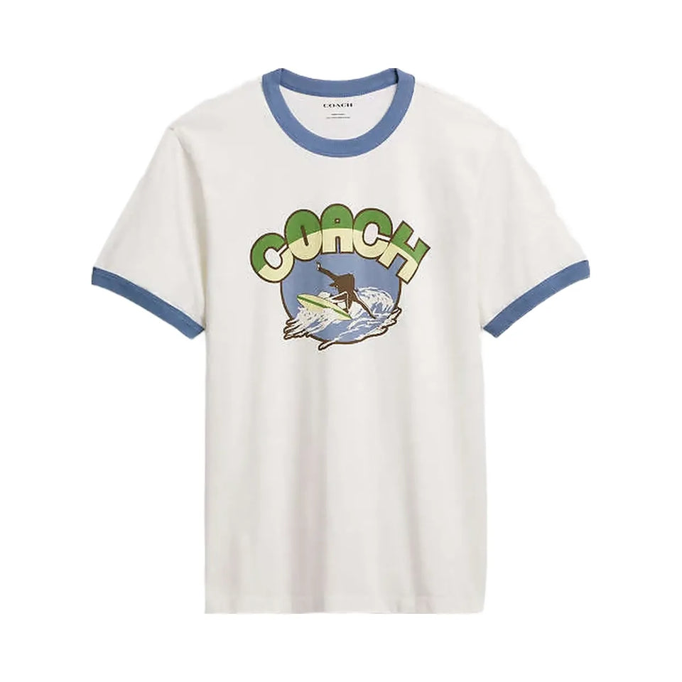 Coach Surf Graphic T-Shirt In Organic Cotton White